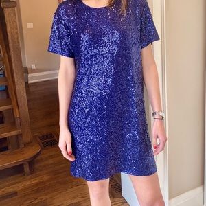 Norma Kamal royal blue sequin shift dress